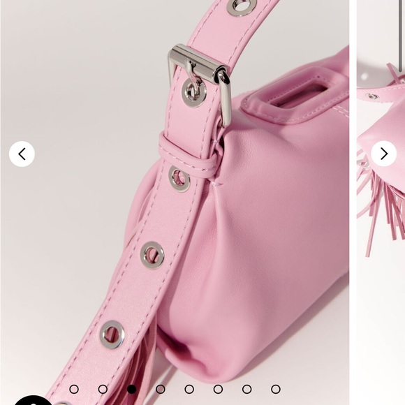 NWT Maje Soft Mini Miss M Pink Shoulder Bag with Fringe Detail - Picture 4 of 6